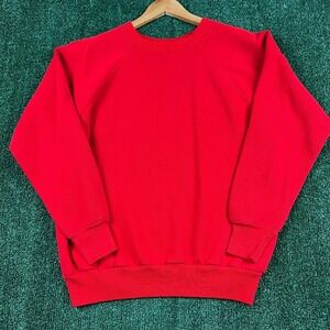 True Vintage Raglan Cut Sweatshirt Men's Medium Red 50/50 Boxy Blank 60s 70s